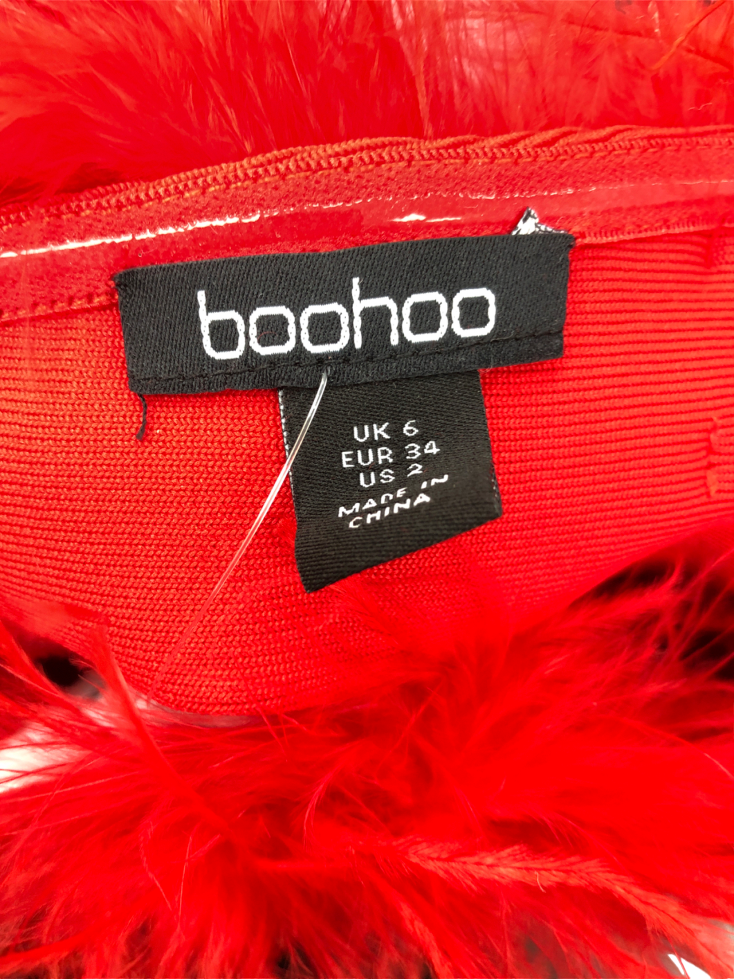 boohoo Red Feather Bandage Corset Top UK 6