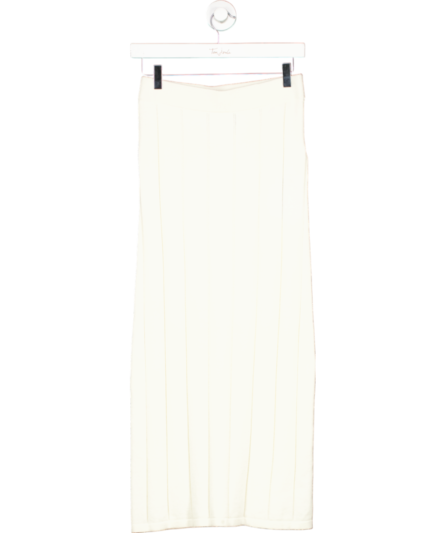 Yaitte Cream Column Knitted Linear Maxi Skirt UK S