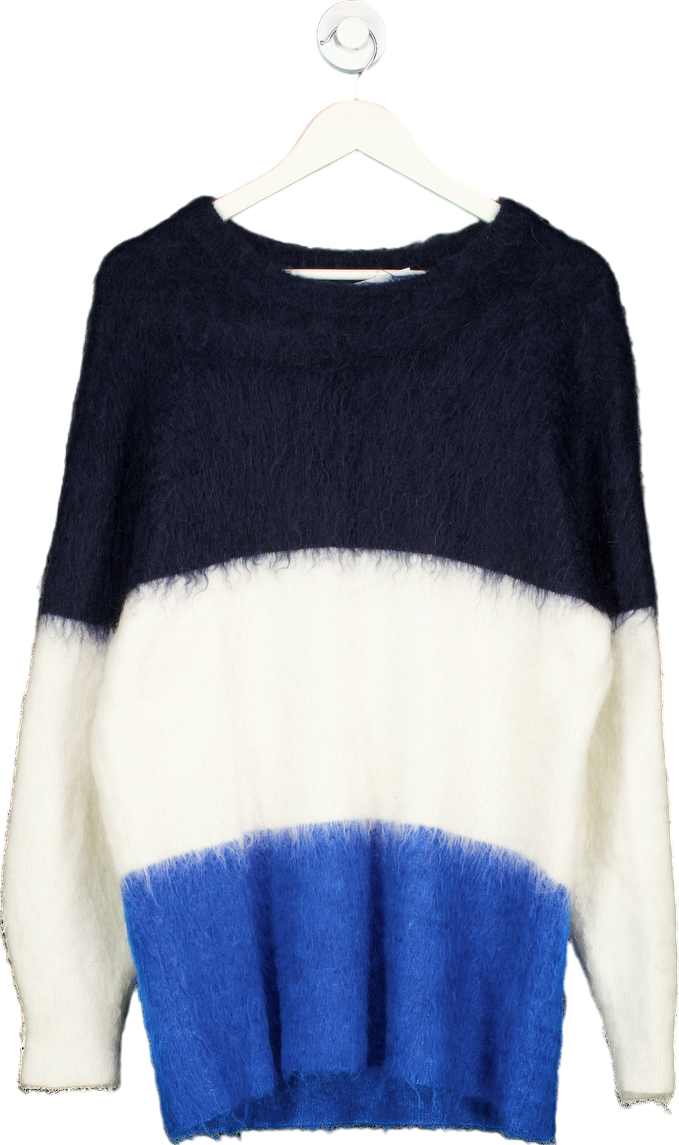 H&M Blue/White/Black Mohair Wool Blend Jumper UK M