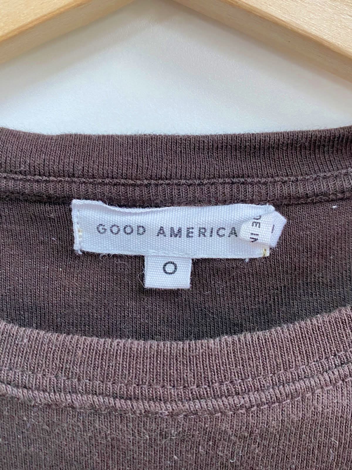 Good American Coffee Brown Crew Neck Crop Top Size 0