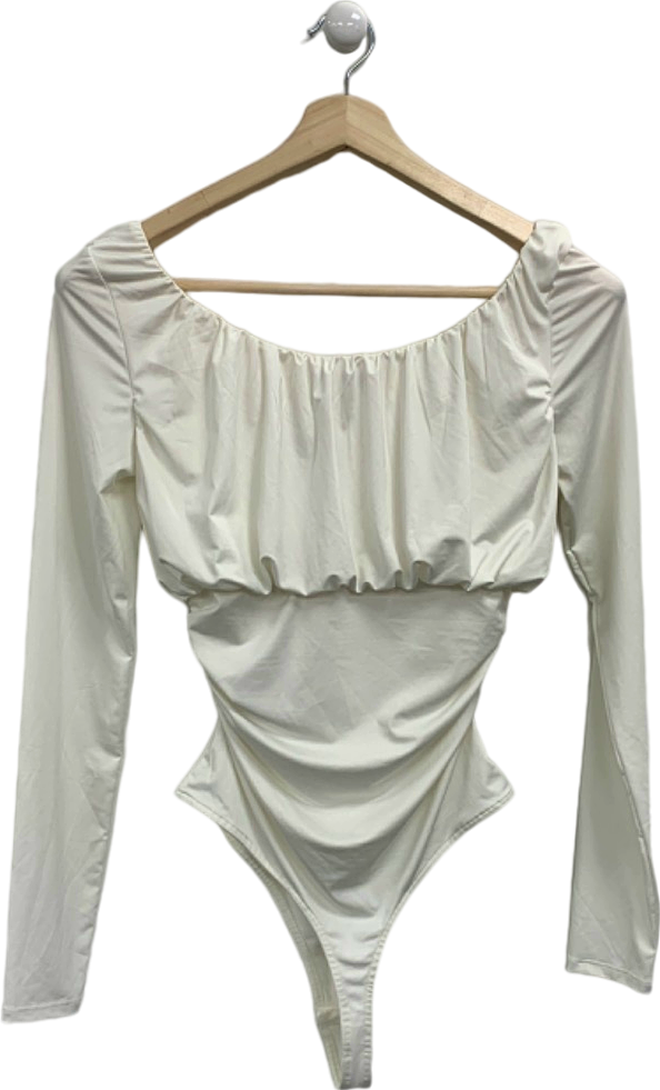 H&M White Long Sleeve Bodysuit UK 8