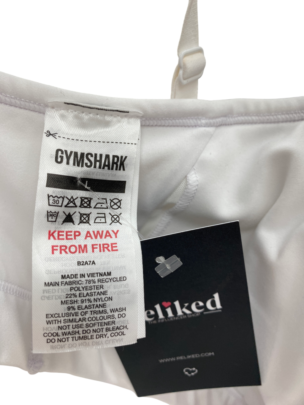 gymshark White Ruched Sports Bra UK L