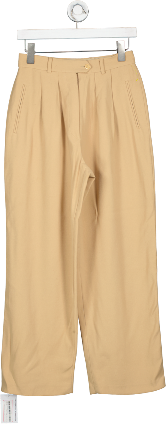Giorgio Armani Beige Wide Leg Tailored Pocketed Trousers UK S