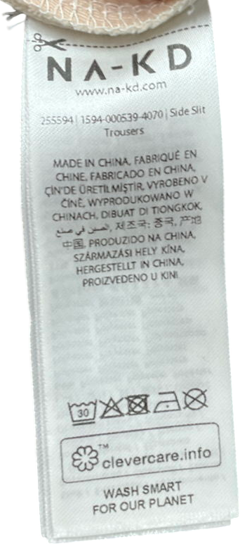 NA-KD Cream Straight Mid Waist Twill Suit Pants UK 10