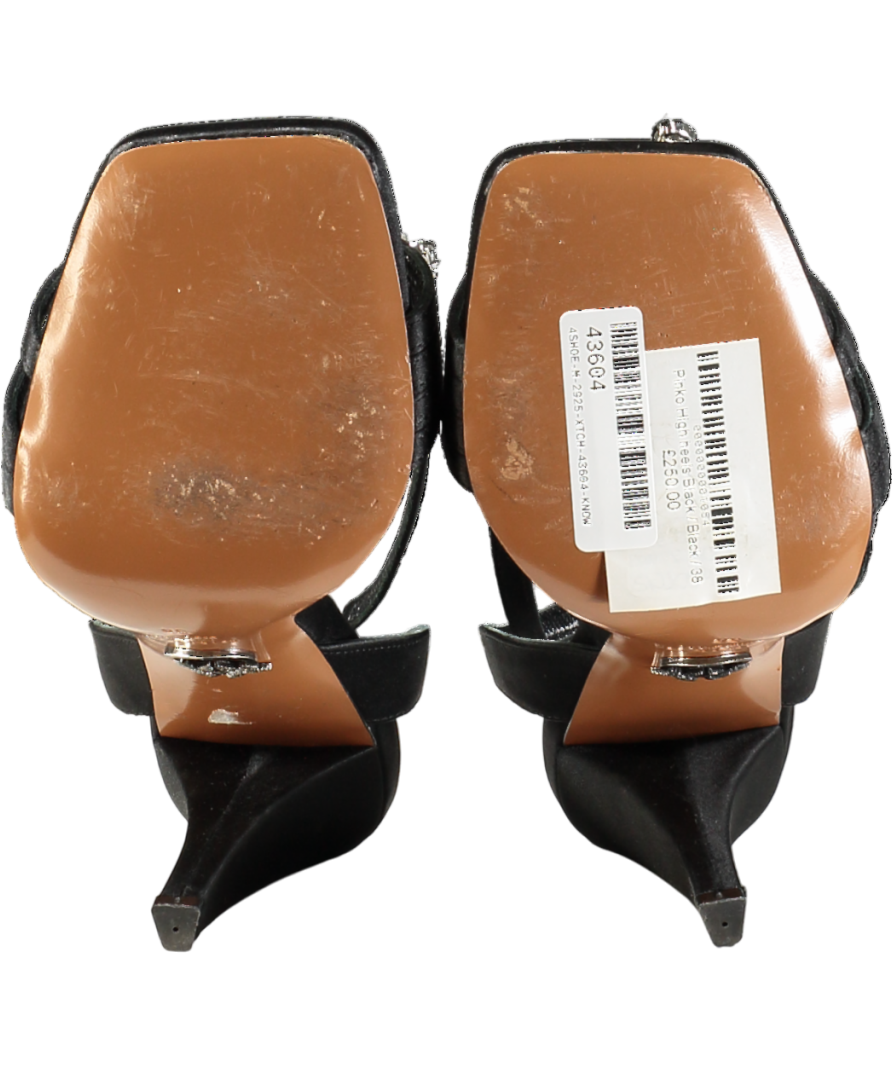 Pinko Black High Heel Sandals With A Crystal Brooch Detail W38