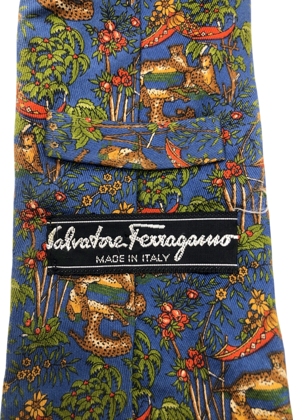 Salvatore Ferragamo Blue Animal Print Silk Tie