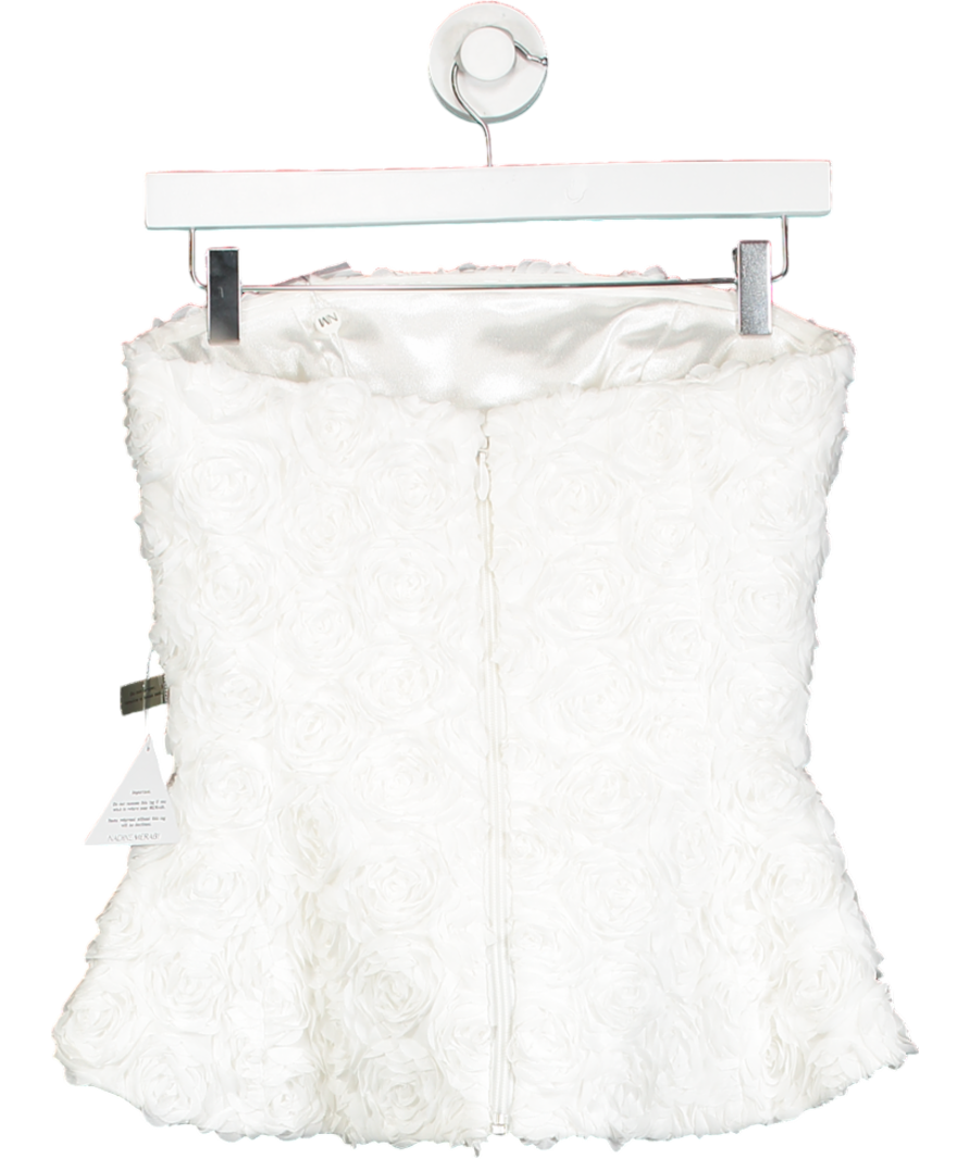 NADINE MERABI Phoebe White 3d Floral Corset Top UK 10
