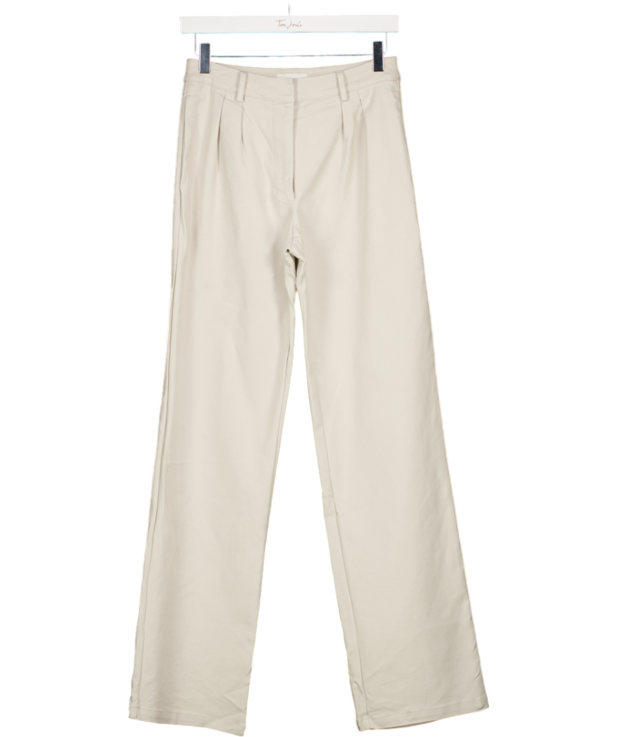 PRETTY LAVISH Cream Straight Leg Trousers UK 6