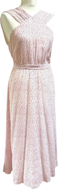 & Other Stories White / Red/ Pink Print Cross Front Midi Dress UK 12