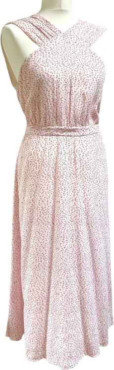 & Other Stories White / Red/ Pink Print Cross Front Midi Dress UK 12