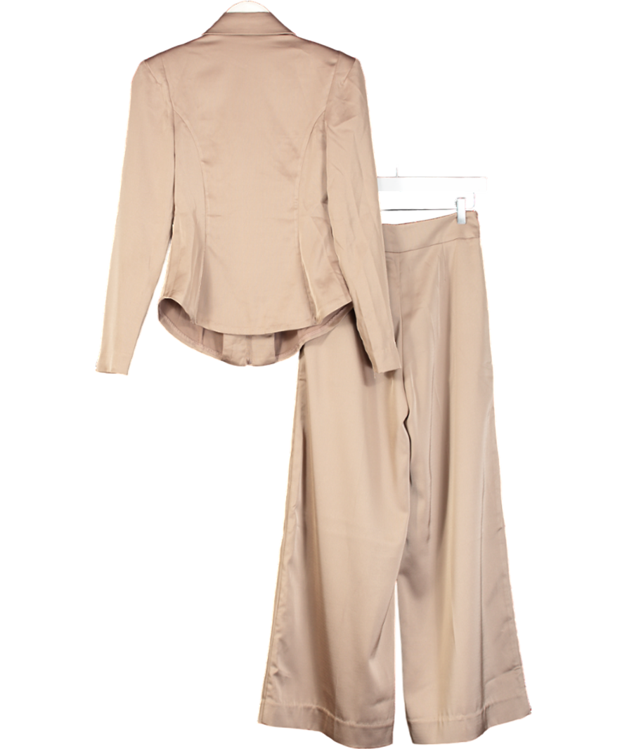 Karen Millen Brown Satin Zip Front Blouse And Trouser Set UK 6