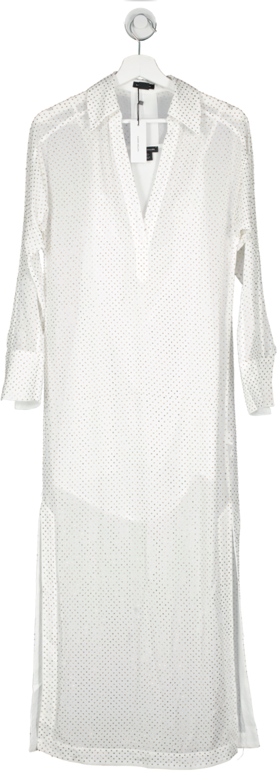 Karen Millen White Hot Fix Plunge Woven Maxi Dress UK 6