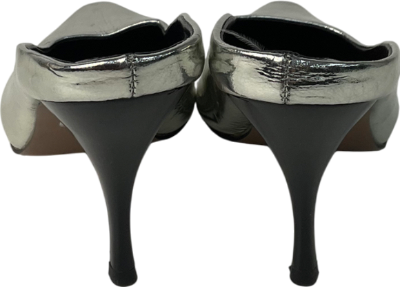 Topshop Metallic Eve Heeled Court Shoe In Silver UK 6 EU 39 👠