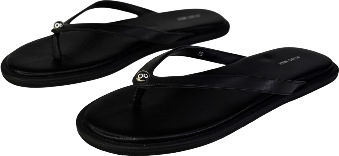 Alias Mae Black / Silver Leather Toe Thong Sandals UK 6 EU 39 👠