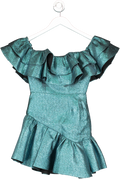 NBD Blue Off The Shoulder Ruffle Mini Dress UK XXS
