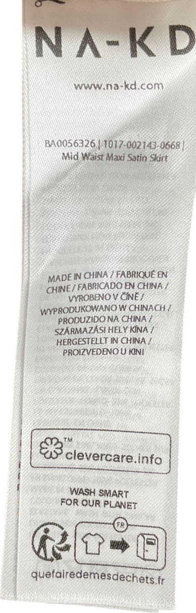 NA-KD Cream Midi Flowy Satin Skirt W34