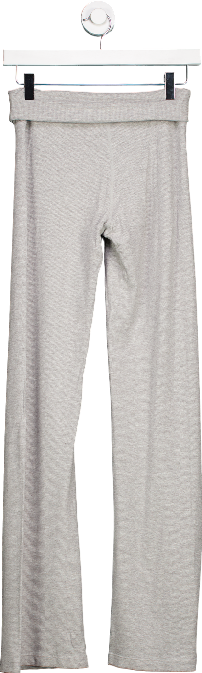 Adanola Grey Ribbed Wide Leg Trousers UK S