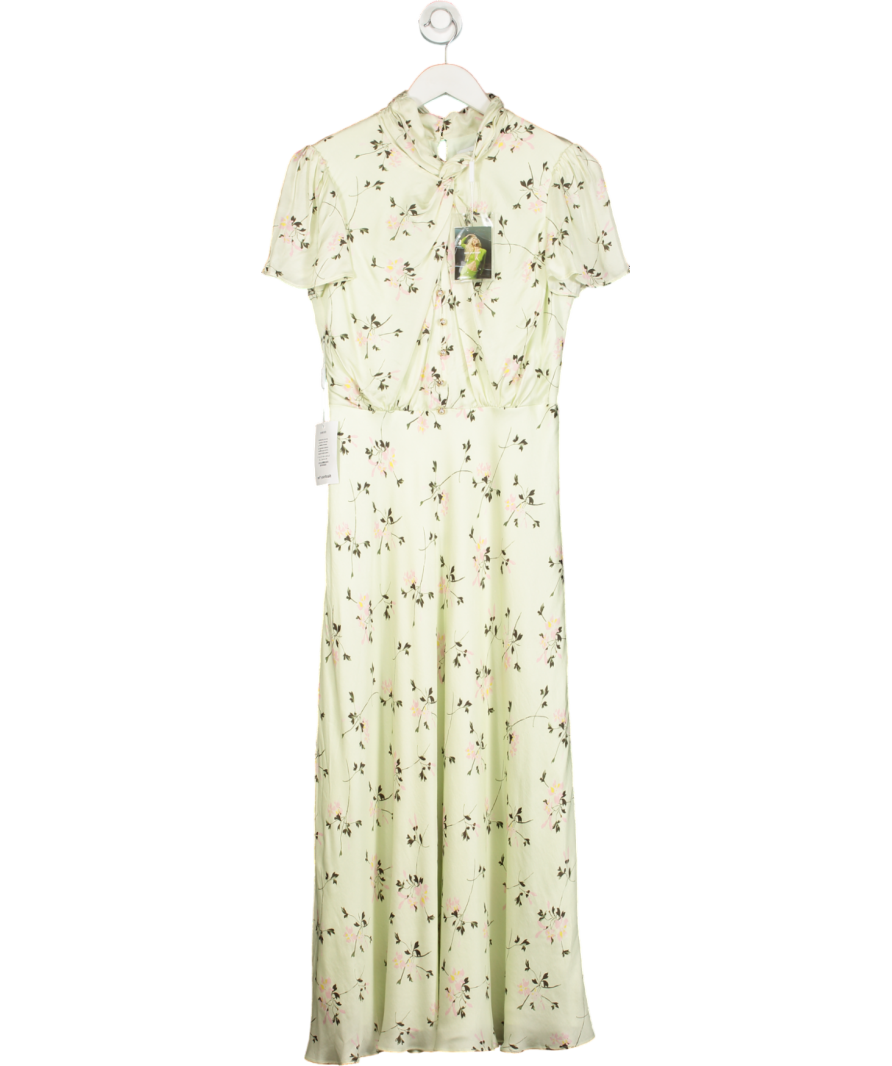 Self-Portrait Green Floral Print Midi Dress UK 10