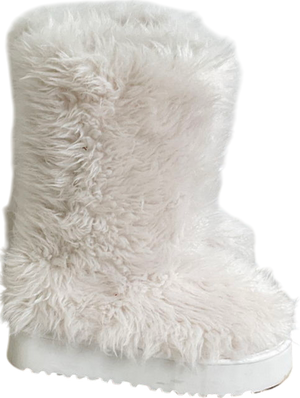 CAPE ROBBIN White Fluffy Faux Fur Boots UK 12 EU 46