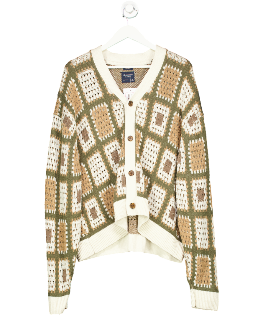 Abercrombie & Fitch Green Crochet Patterned Cardigan UK XL