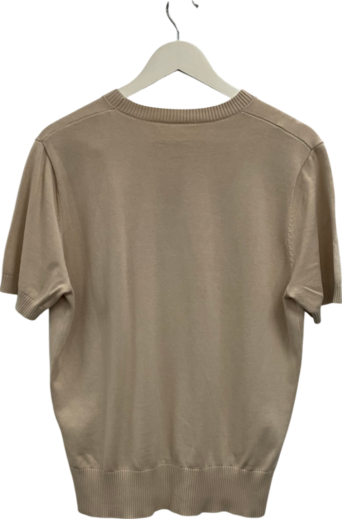 anthology Beige Knitted Short Sleeve Jumper UK L