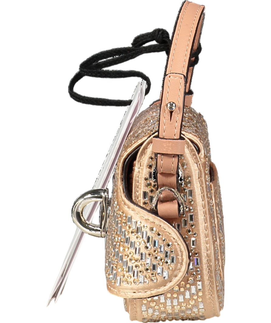 Ermanno Scervino Nude Mini Crystal Leather Bag with top handle & detachable shoulder strap