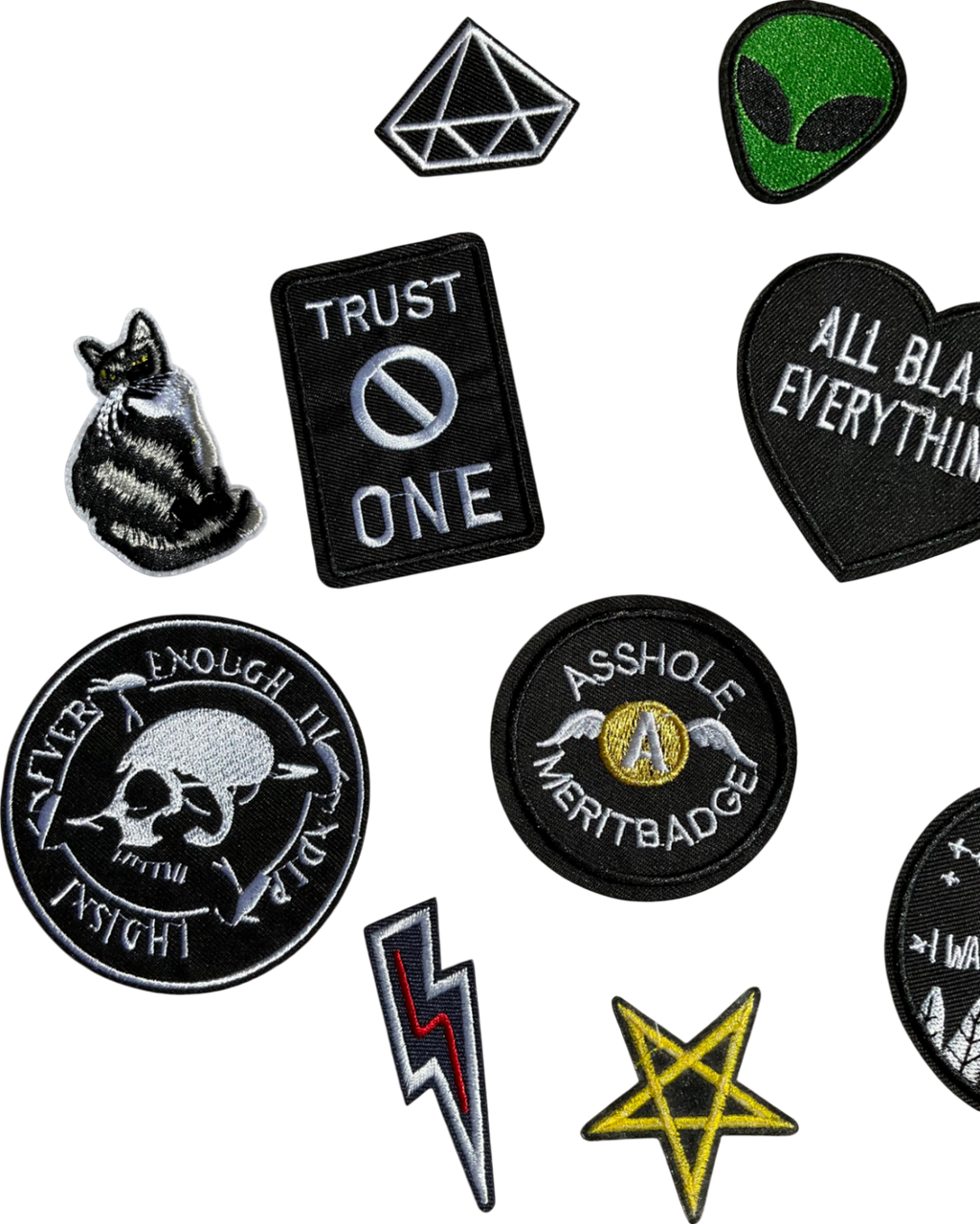 Black Applique Patches 12 Pack One Size