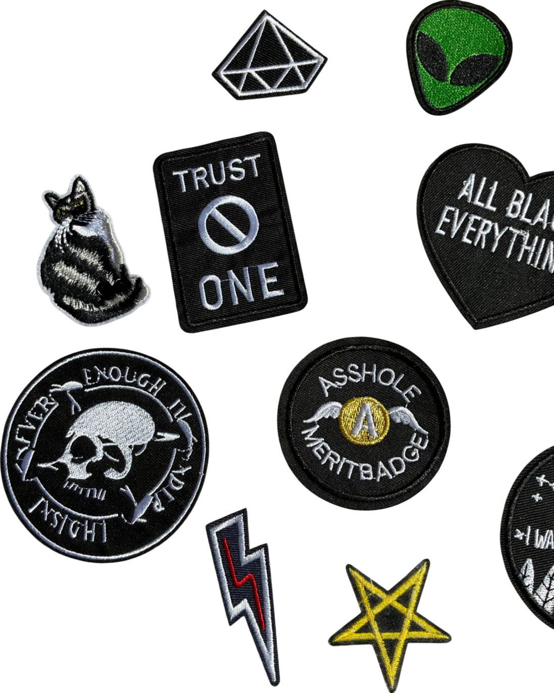 Black Applique Patches 12 Pack One Size