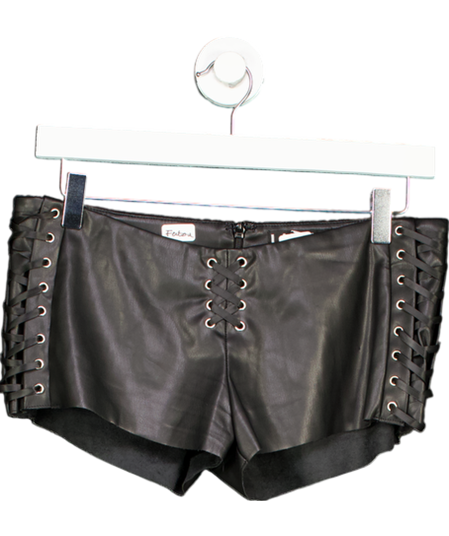 I AM GIA Black Ramona Faux Leather Shorts UK S