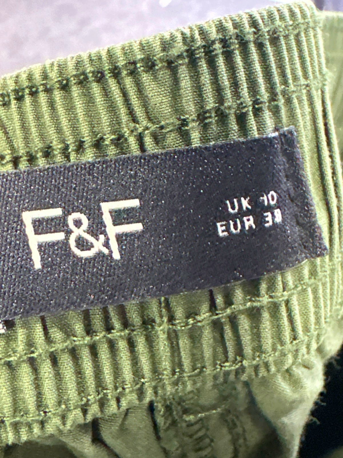F&F Green Parachute High Rise Cargo Trousers UK 10