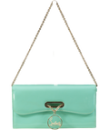 Christian Louboutin Aqua Patent Leather Riveiera Shoulder Clutch Bag