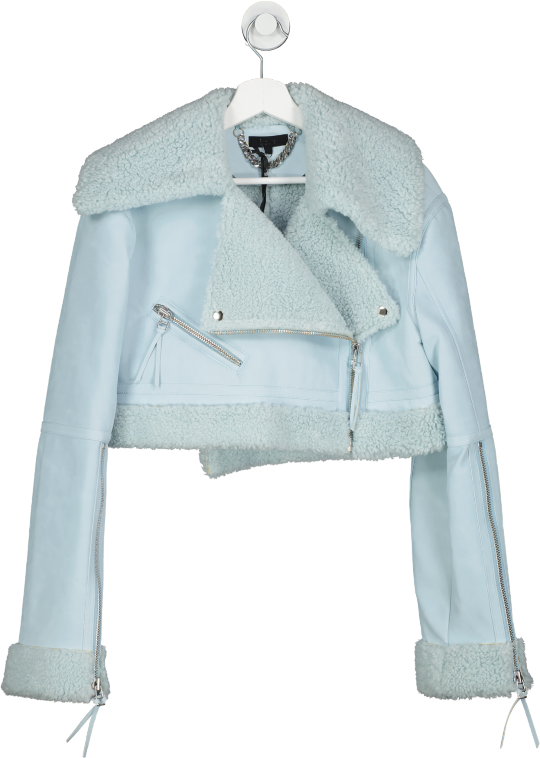 h:ours Blue Carlota Crop faux shearling  Jacket UK L