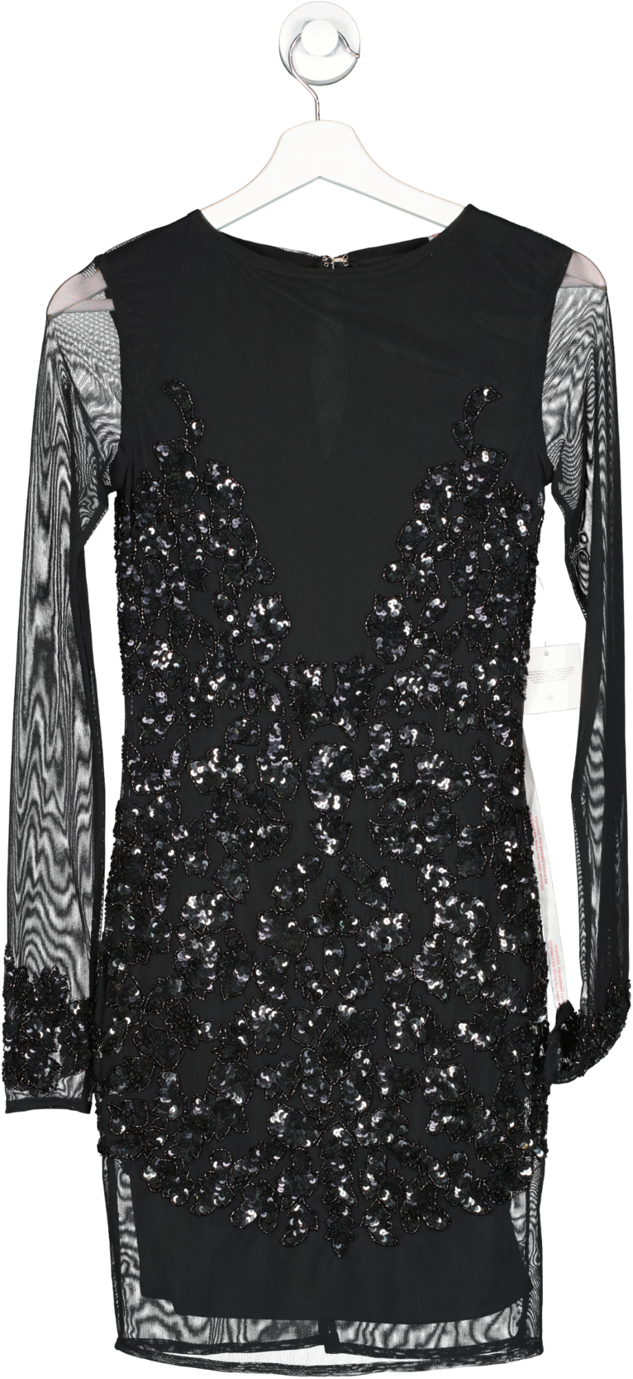 Missguided Black Peace And Love Embellished Scoop Neck Bodycon Dress UK 6