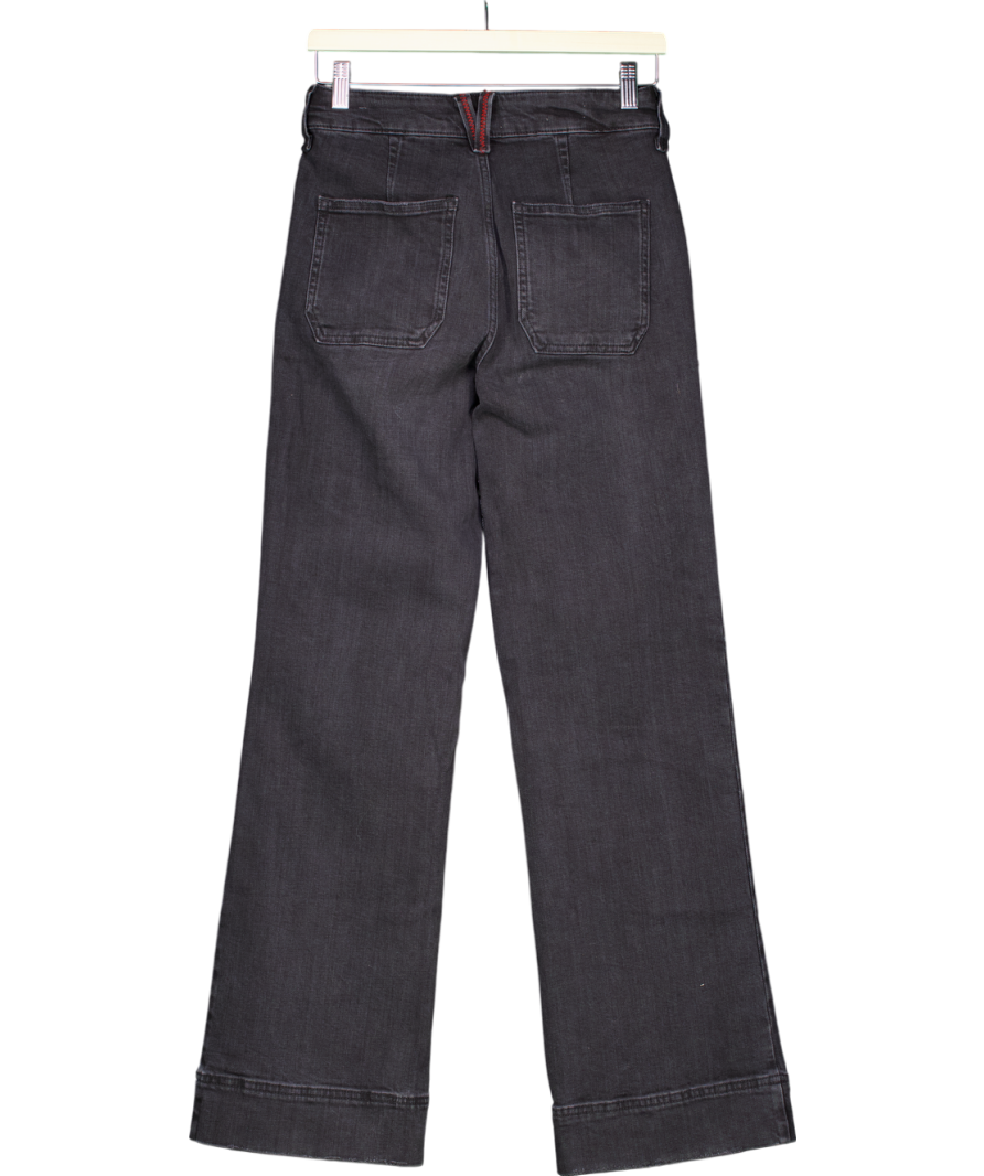 River Island Black High Waisted Pocket Wide Leg Jeans UK 8