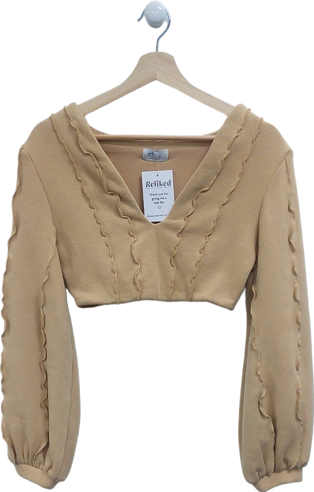 Oh Polly Beige Cropped Sweater UK 10