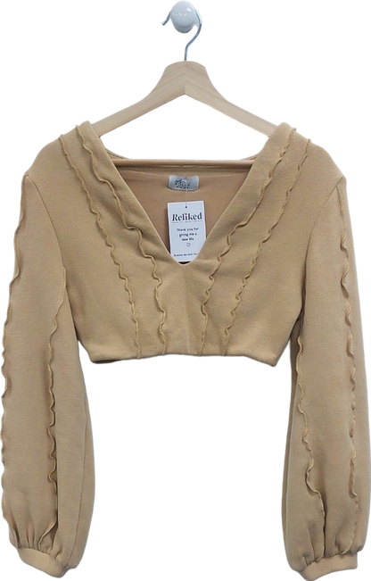 Oh Polly Beige Cropped Sweater UK 10