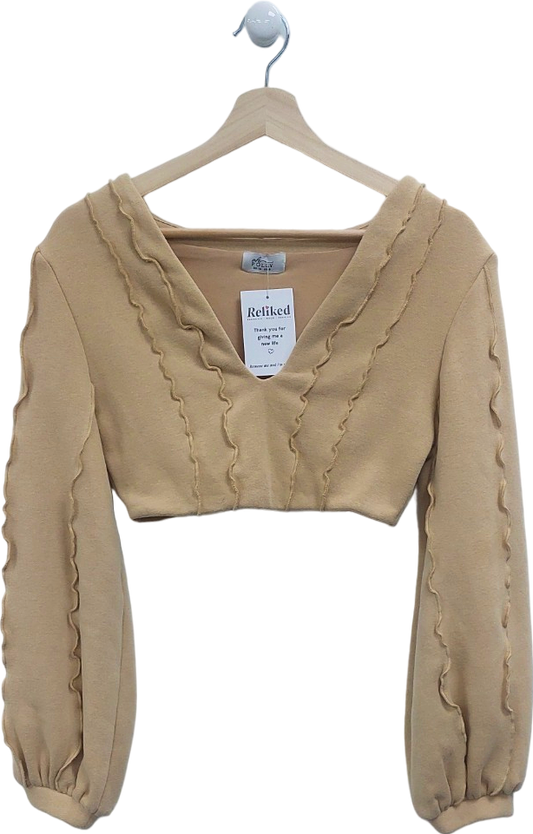 Oh Polly Beige Cropped Sweater UK 10