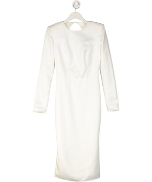Milla Nova White Long Sleeve Satin Midi Dress UK S