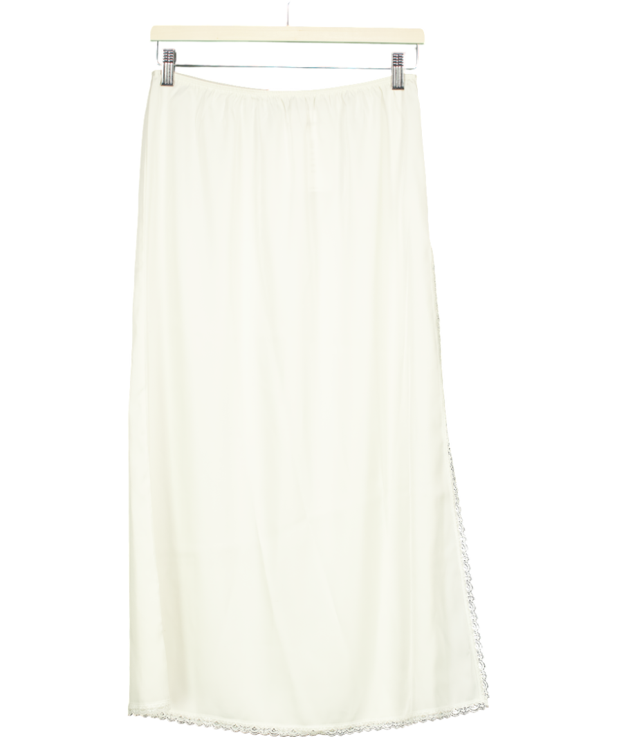Brandy Melville Cream Satin Lace Trimmed Skirt UK M/L