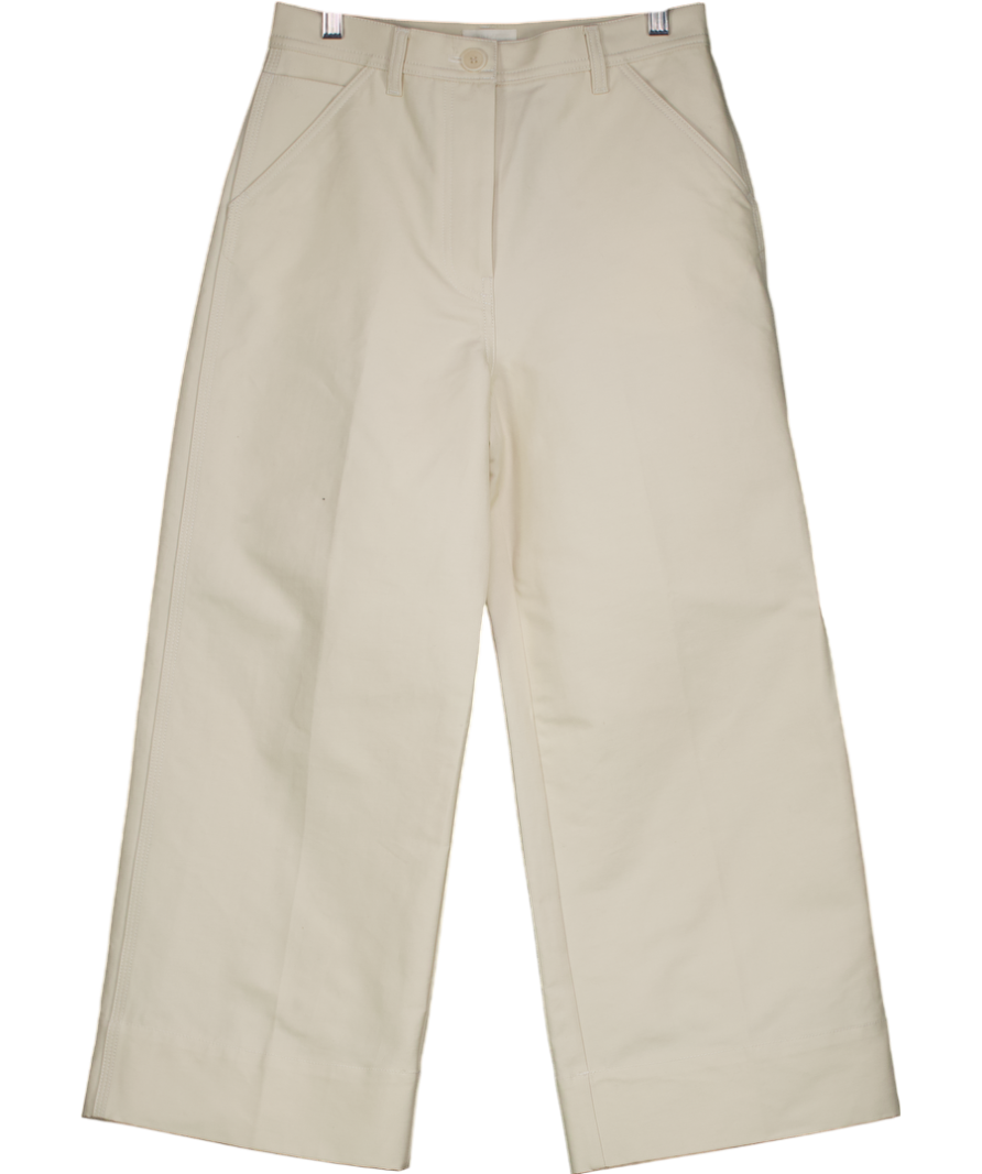 Arket Cream Relaxed Wide Leg Trousers UK 8