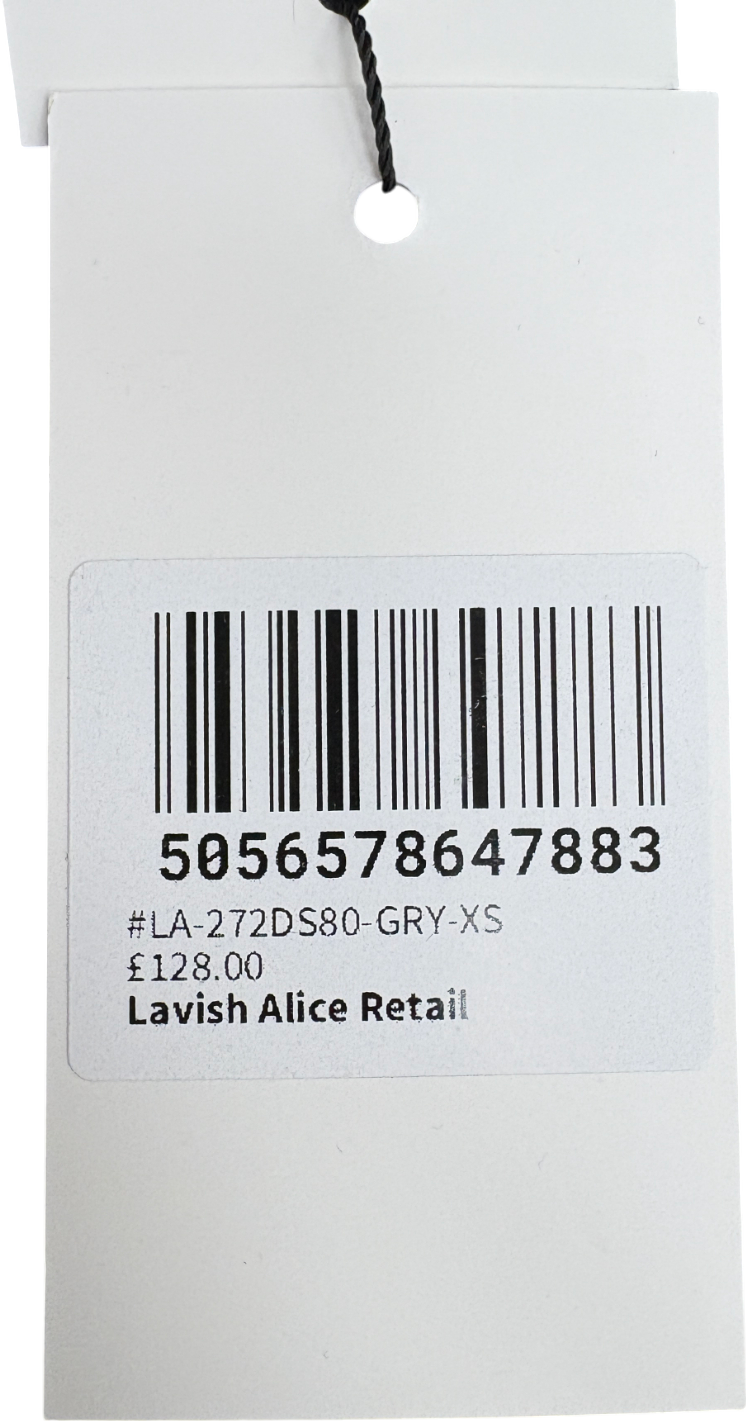 Lavish Alice Grey Romi Knitted Ribbed Open Back Midi Dress UK XS