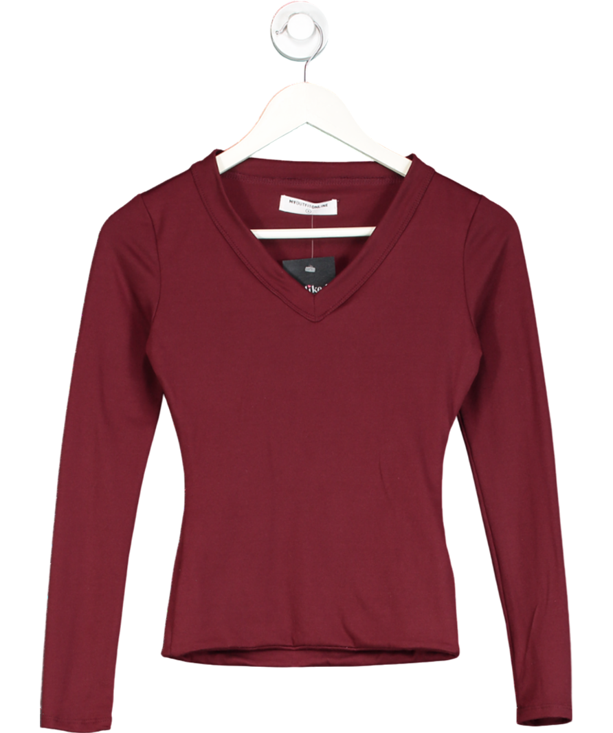 My Outfit Online Red V Shape Long Sleeve T Shirt UK S