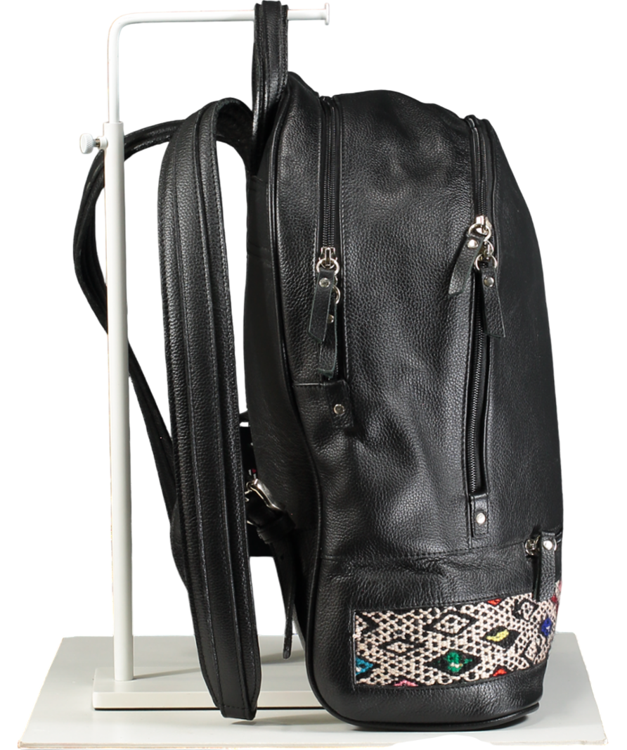 MyKilim Black Premium Leather Backpack