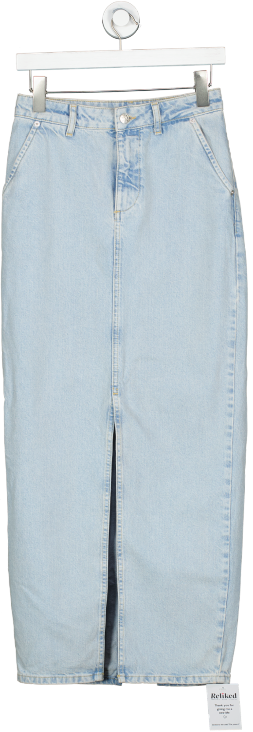NA-KD Blue Slit Detailed Maxi Denim Skirt UK 6