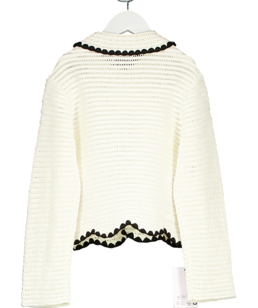 Self-Portrait Cream Crochet Cardigan with gold heart button detail 8-10 Years