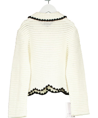 Self-Portrait Cream Crochet Cardigan with gold heart button detail 8-10 Years