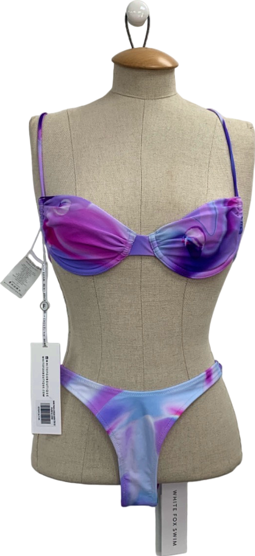 White Fox Purple Tie-Dye Bikini Set UK XS