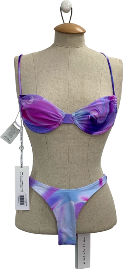 White Fox Purple Tie-Dye Bikini Set UK XS