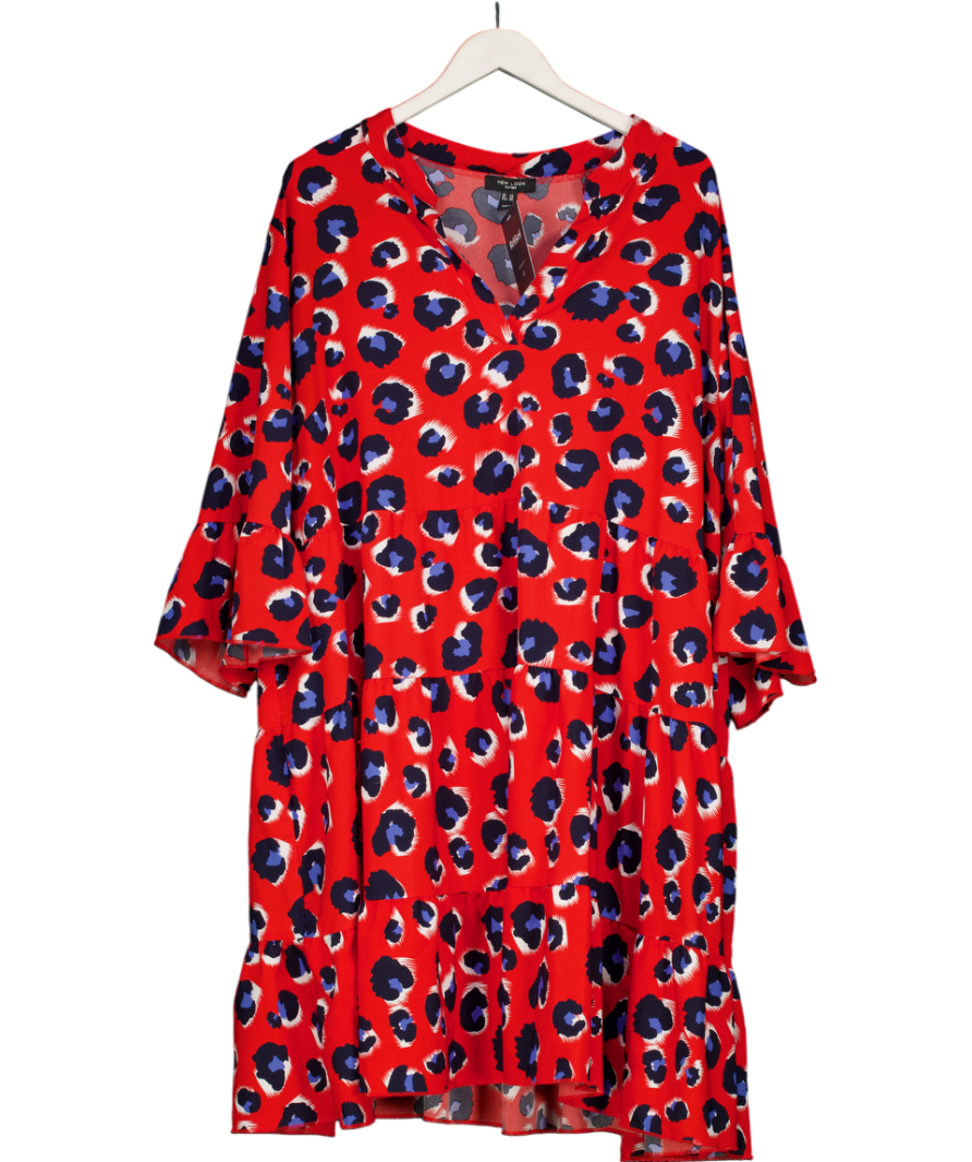 New Look Curve Red Blue Leopard Print Mini Dress UK 24