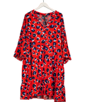 New Look Curve Red Blue Leopard Print Mini Dress UK 24